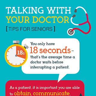 Talking with your doctor: Tips for seniors infographic icon. Click through for full text.