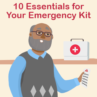 10 Emergency Kit Essentials infographic