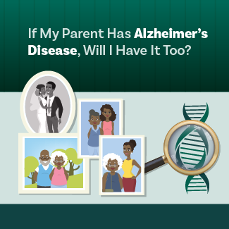 If My Parent Has Alzheimer's, Will I Have it Too? Infographic. Click to open page and access pdf