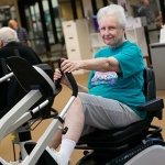 Older woman doing resistance exercises