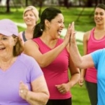 Women exercising together